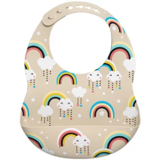 Printed Carton Rainbow Silicone Waterproof Baby Bib