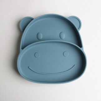 Cute Blue Hippo Baby Silicone Fashionable Food Plates