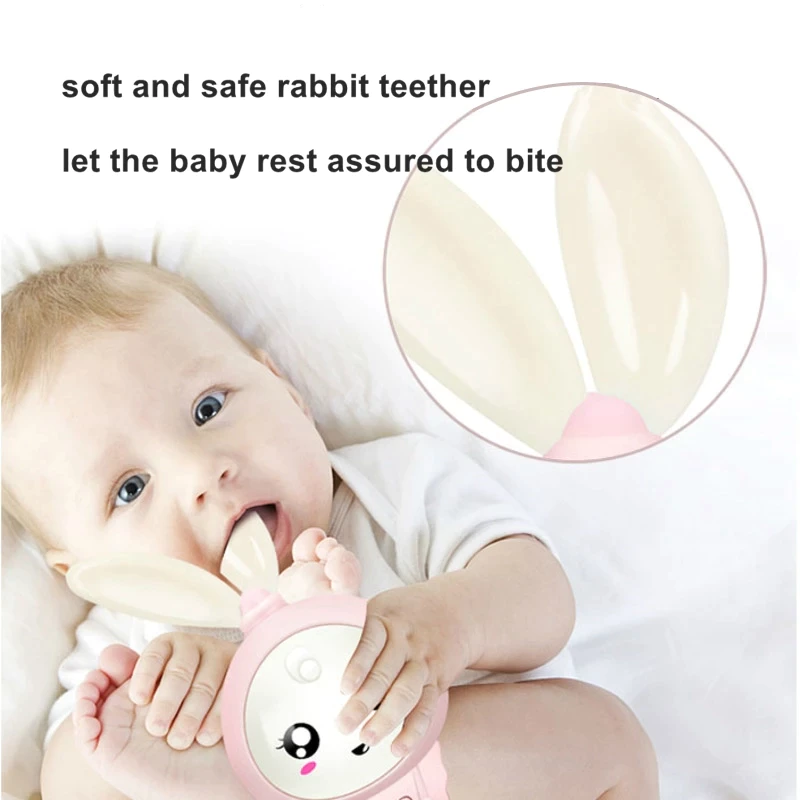 Music Flashing Rattle Toys Rabbit Teether Hand Bells Infant Toy - Image 2
