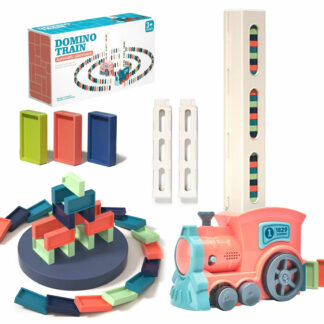 Kids Electric Automatic Laying Dominoes Brick Blocks Train Toy With Sound & Light