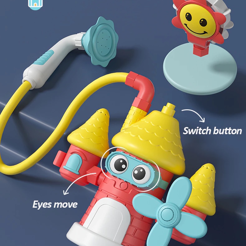 Electric Castle Shower Toys Baby Bath Spray Water Faucet Bathtub Sprinkler - Image 4