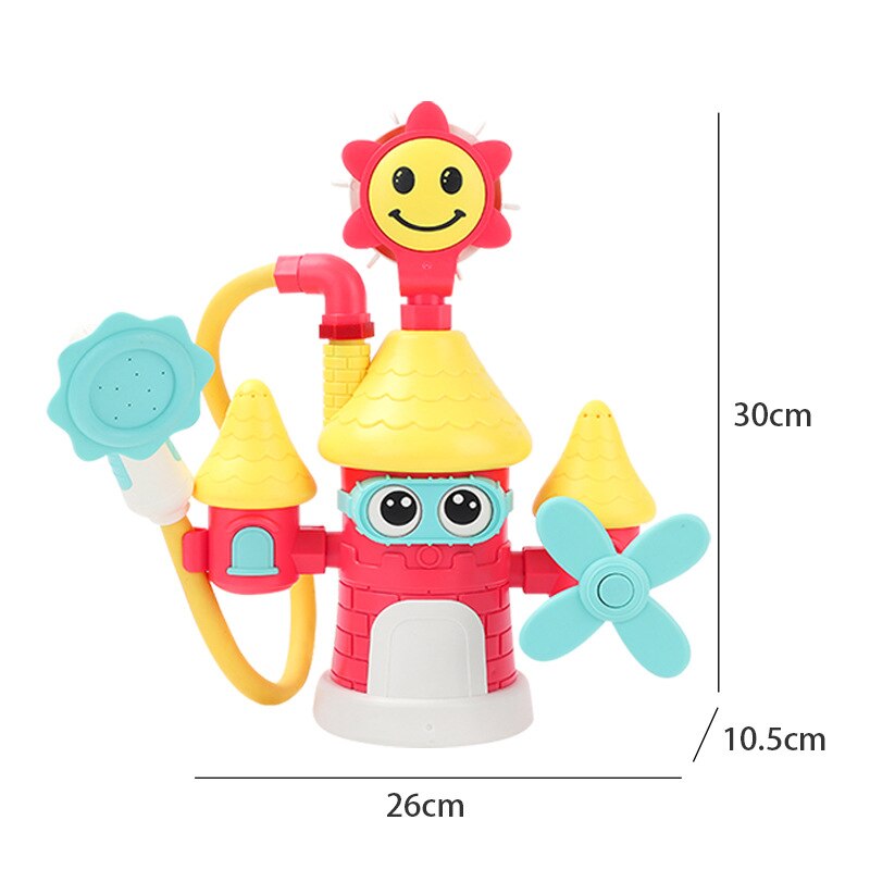 Electric Castle Shower Toys Baby Bath Spray Water Faucet Bathtub Sprinkler - Image 5