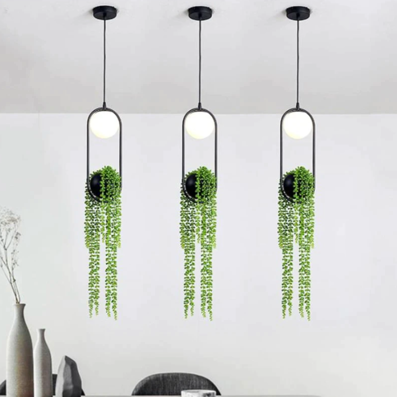 DIY Ring Plant Pendant Lights, Flower Pot Hanging Lamp