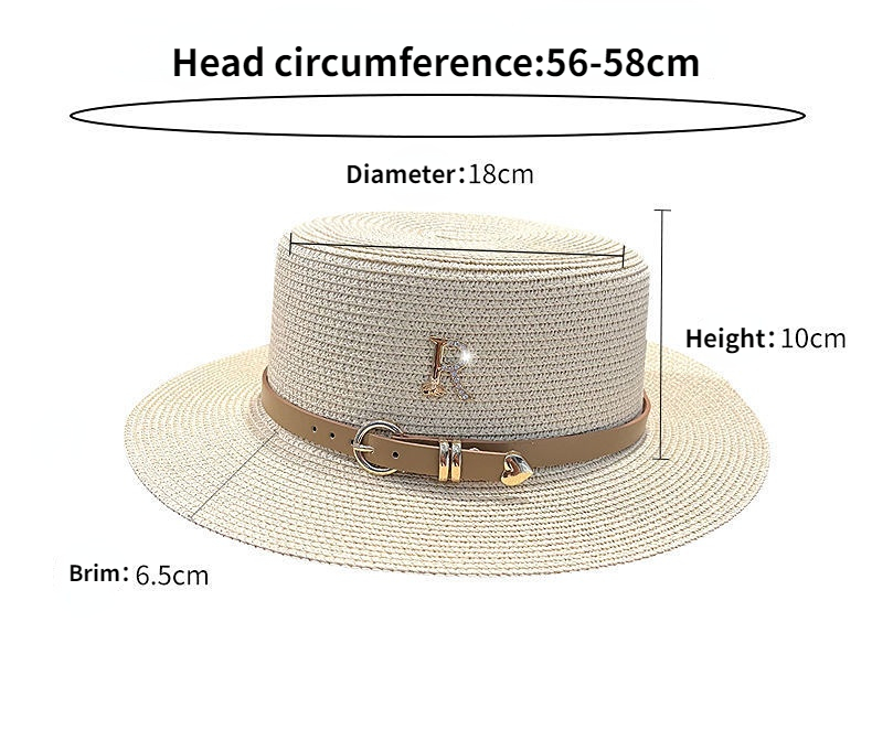 New Metal R Letter Buckle Straw Vintage Hat - Image 3