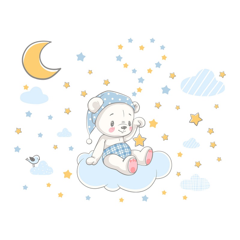 Luminous Bear Sitting On The Cloud Wall Stickers For Kids Room Decor - Image 6
