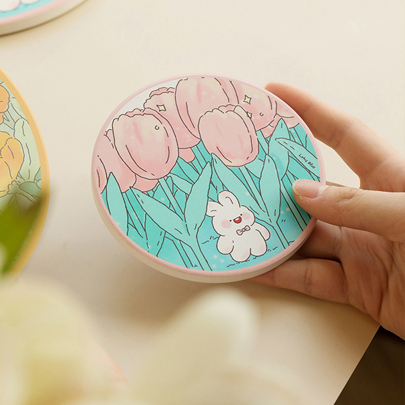 Cartoon Flower Rabbit Japanese Cute Mug Coasters - Image 2