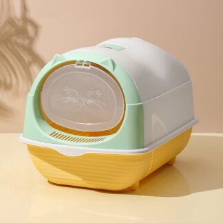 Large Capacity Cat Litter Box Semi-closed Sand Box Green