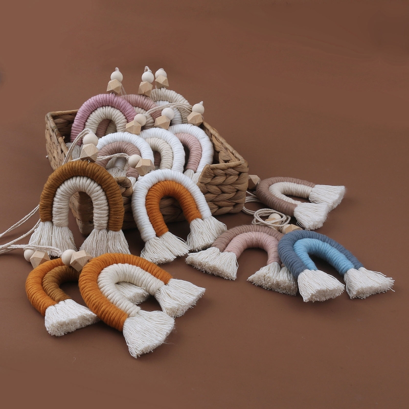 Handmade Macrame Rainbow Wall Hanging Baby Room Decor - Image 4