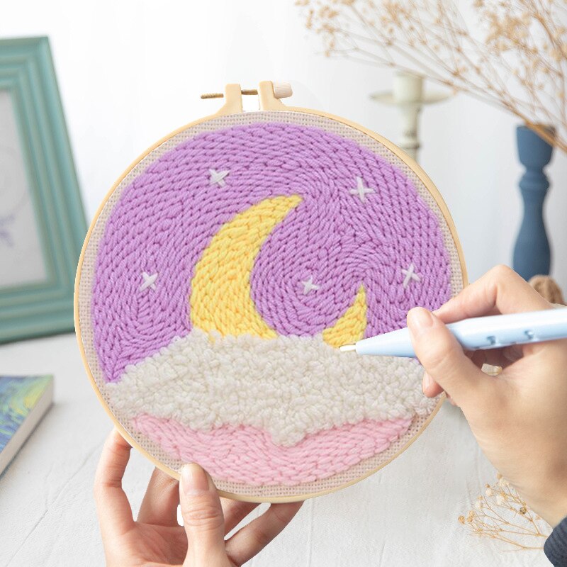 Scenery Moon Punch Needle Embroidery Starter Kits