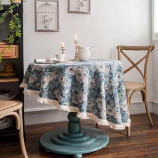 Tablecloth Wedding Table American Oil Painting Jacquard, Blue