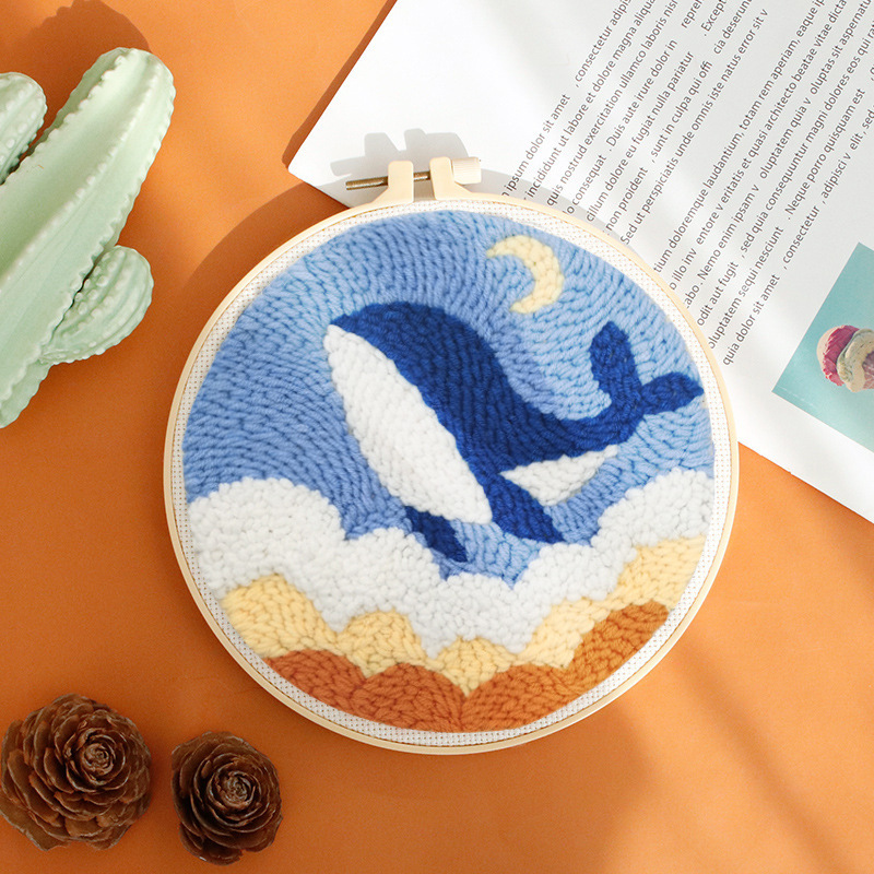 Embroidery Starter Kit With Punch Needle Blue Whale - Image 3