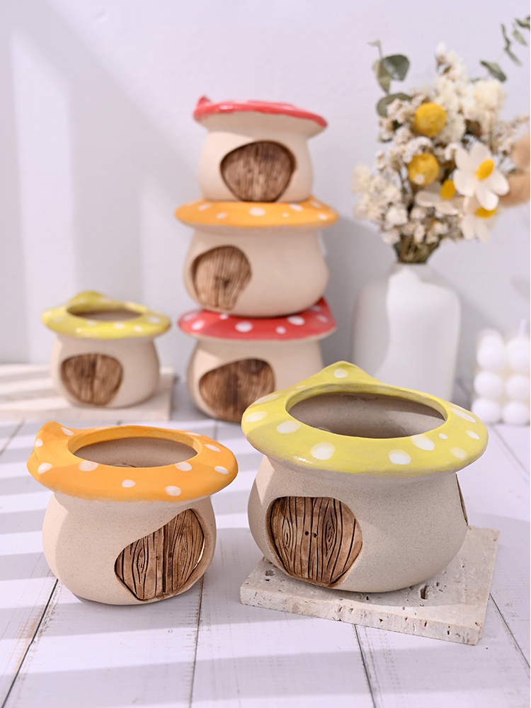 4PCS/Set Mushroom Shape Ceramic Plant Pots - Image 2