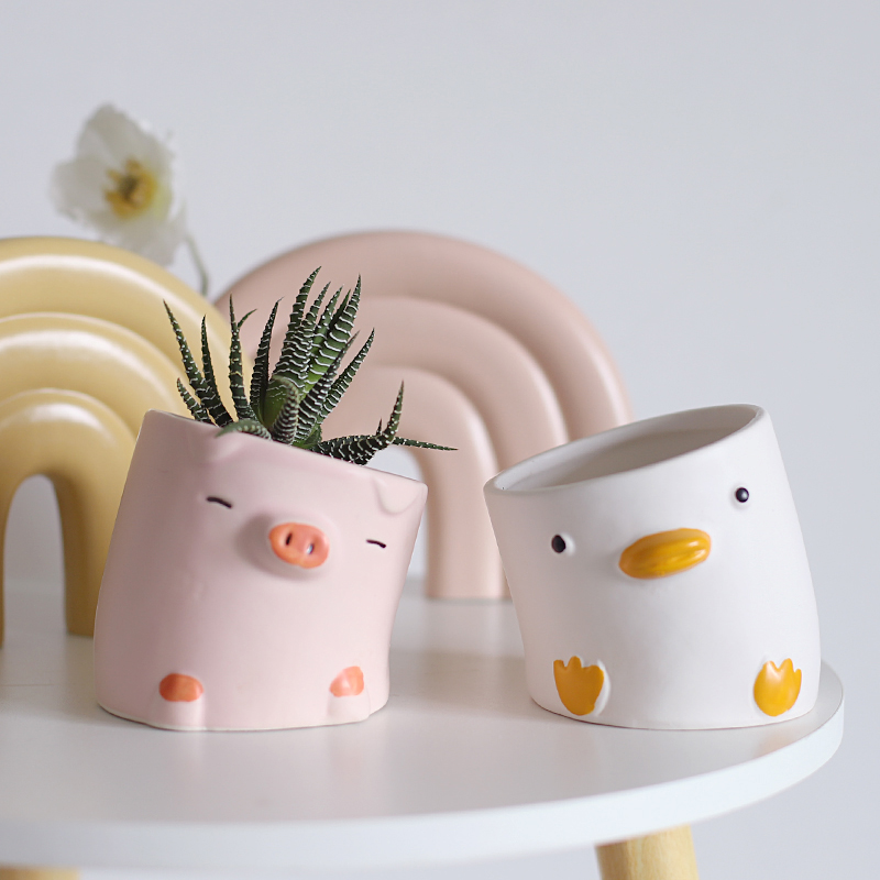 Cute Cartoon Animal Flower Pot Desktop Balcony Succulent Planting Flowerpot Decoration, Duck - Image 4