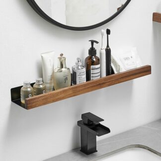 Solid Wood Corner Shelves, Wall Mounted Shampoo Holder