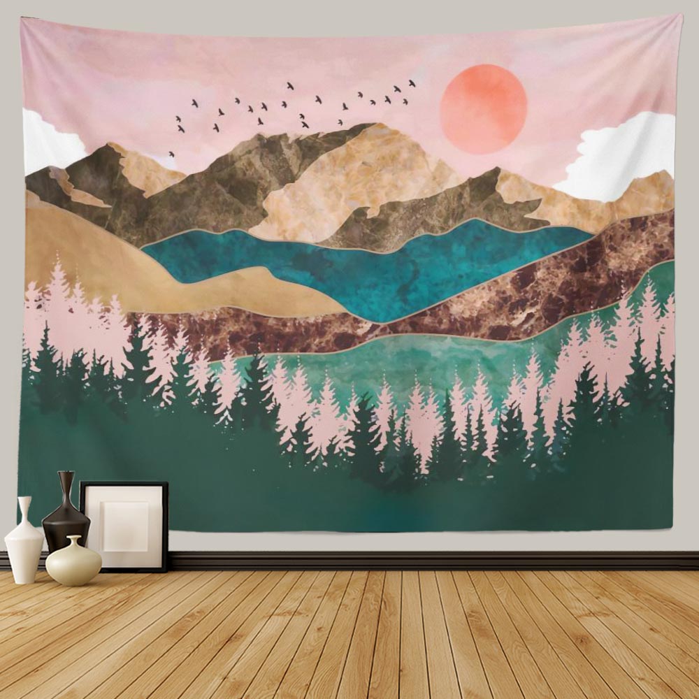 Abstract Landscape Mountain Tapestry Wall Hanging Home Decor - Image 2