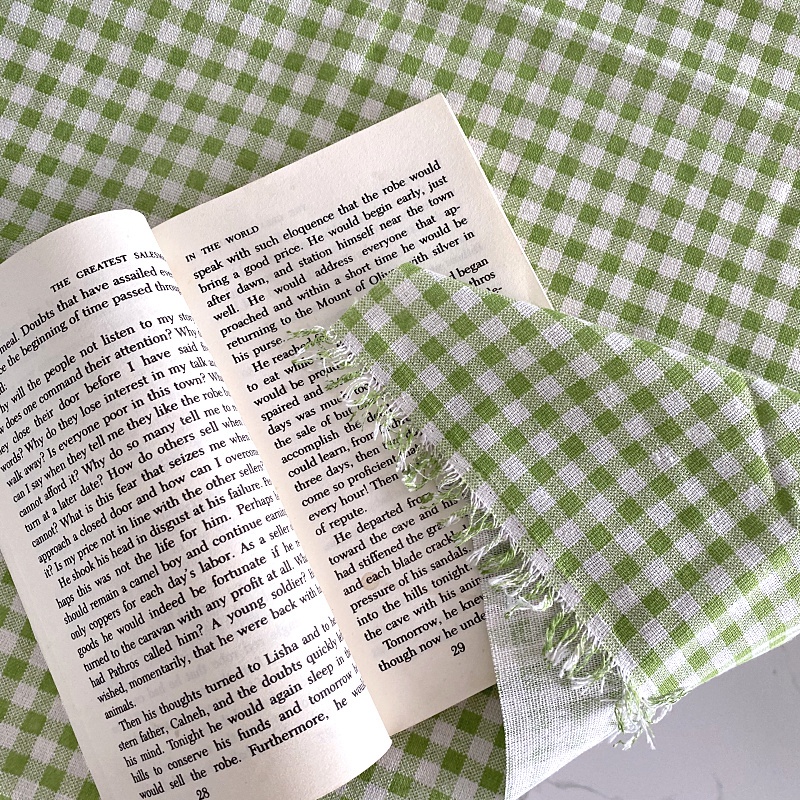 Tablecloth Plaid Cotton Linen Dust Proof Coffee, Green - Image 2