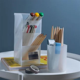 White Desk Pen Holder Pencil Storage Box