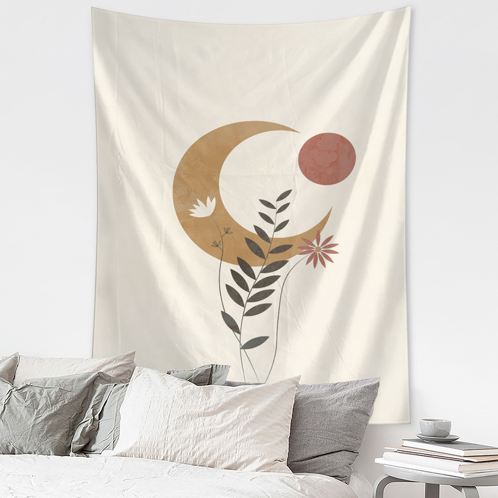 Retro Simple Moon Illustration Wall Tapestry - Image 2