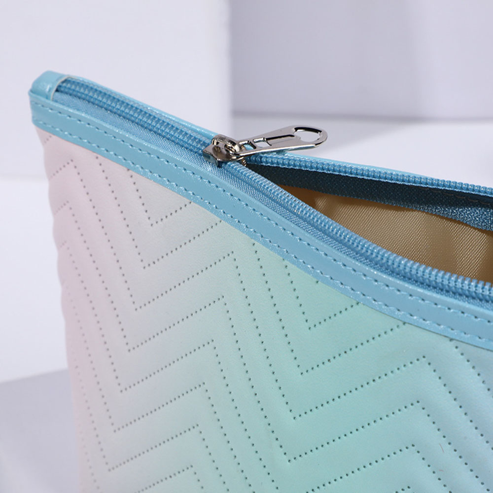 Large Capacity PU Leather Pencil Bag, Blue - Image 2