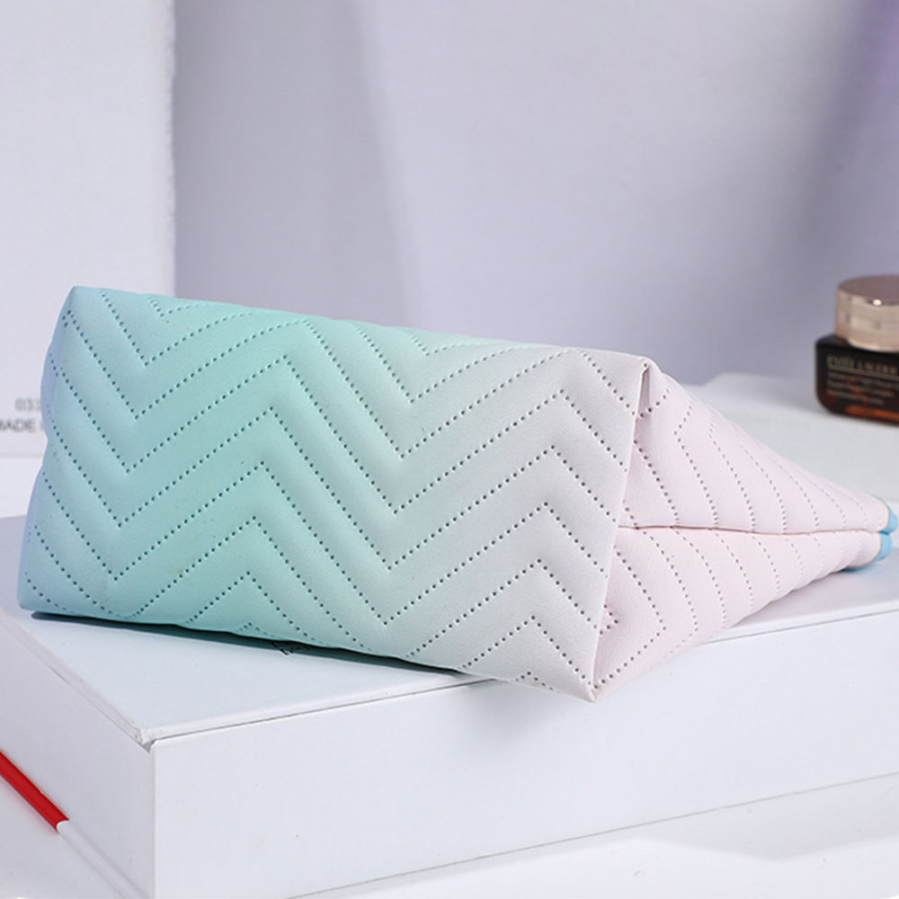 Large Capacity PU Leather Pencil Bag, Blue - Image 3