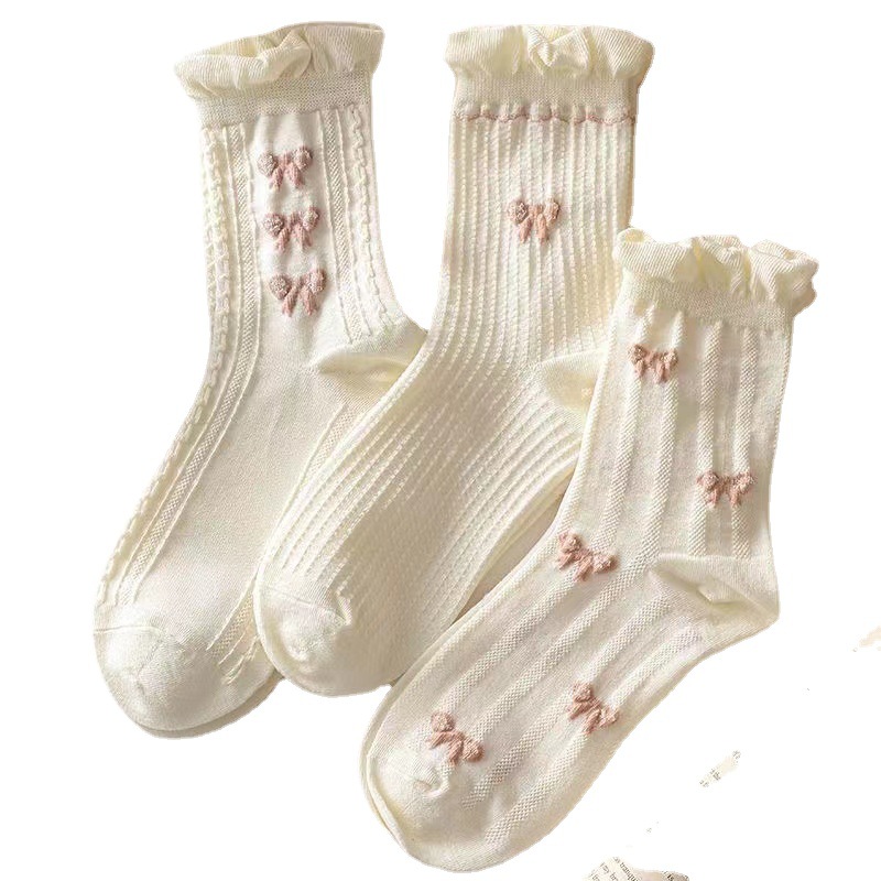 Simple White Versatile Lovely Cotton Socks - Image 4