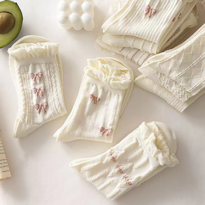 Simple White Versatile Lovely Cotton Socks - Image 2