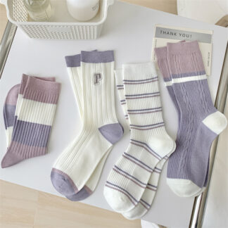 Women Breathable Casual Long Novelties Striped Socks