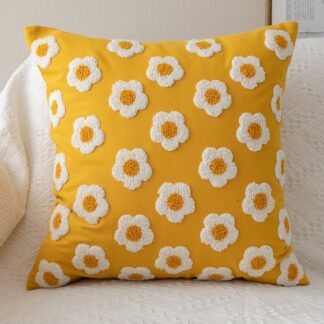 Soft Cozy Cotton Canvas Flora Pillow Cover 45x45cm