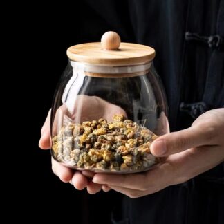 Spherical Glass Food Storage Container with Cork Lids