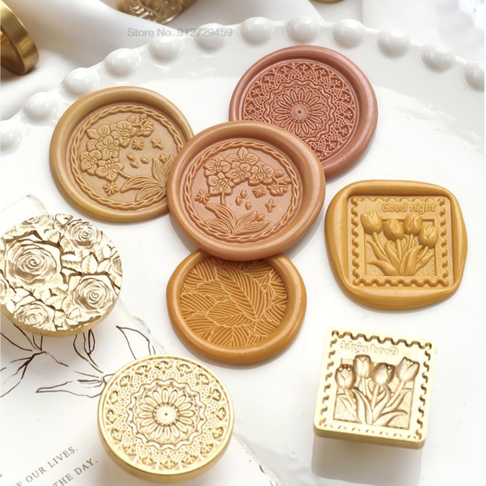 1PC Retro Metal Moth Orchild Frame Stamps Head Seal Wax - Image 2