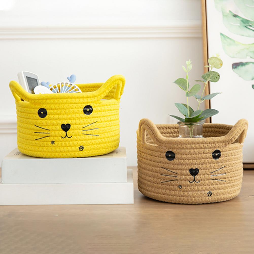 Storage Basket Cat Ears Hand Woven - Image 3
