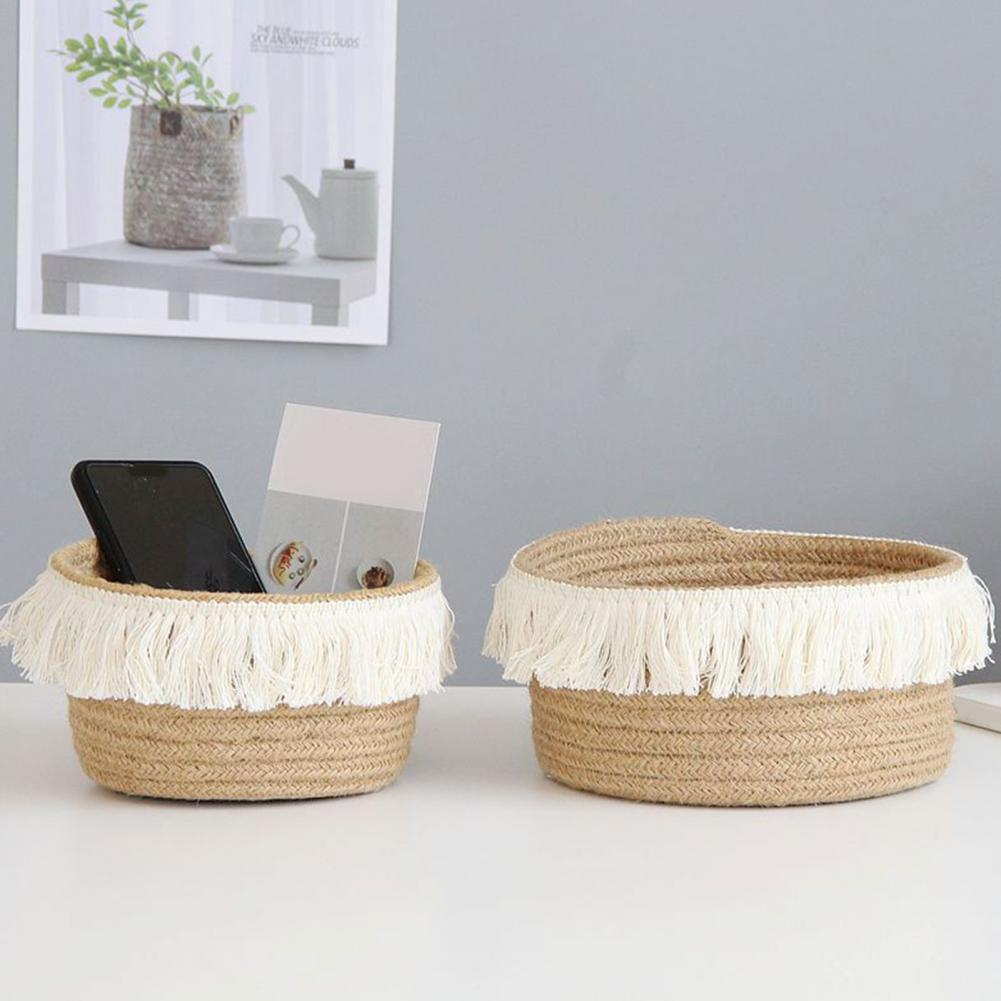 Storage Basket Natural Anti-deform Jute Handmade - Image 3