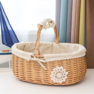 Storage Basket Purely Hand-woven Wicker Rattan