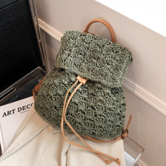 Summer Straw Backpack Bag