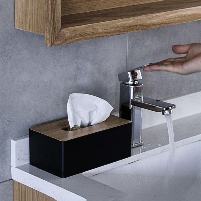 Bamboo Cover Solid Wood Napkin Holder Case - Image 2