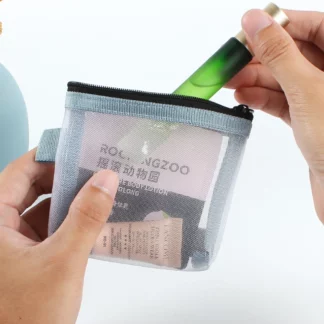 Transparent Mesh Lipstick Storage Bag Portable Mini Cosmetic Bag