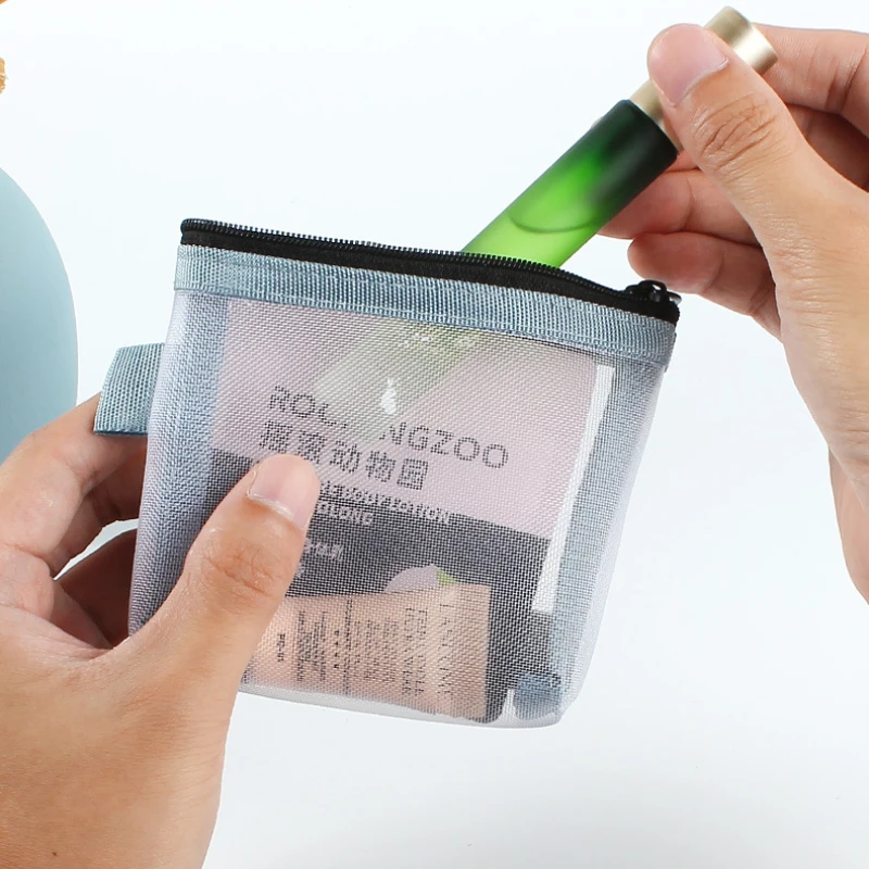 Transparent Mesh Lipstick Storage Bag Portable Mini Cosmetic Bag