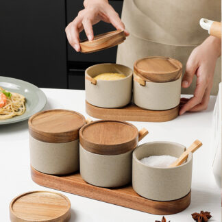 Vintage Ceramic Seasoning Jar Set Kitchen Container