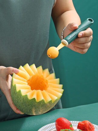 Stainless Steel Melon Spoon With Silicone Handle, 4pcs