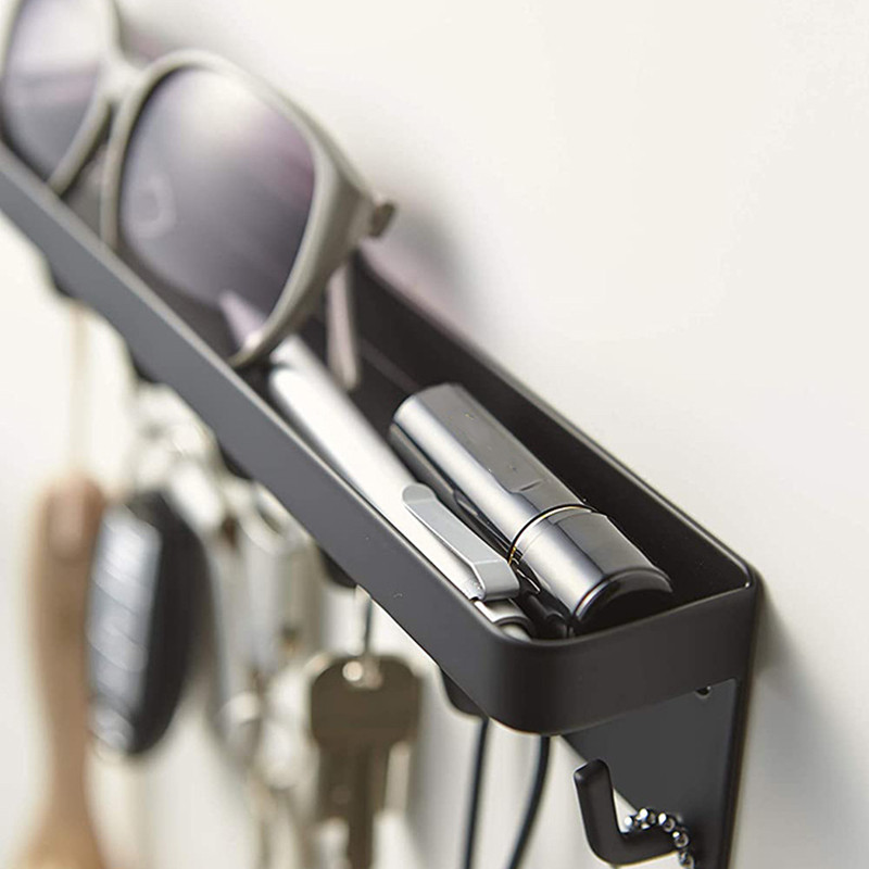 Wall Mounted Shelf with 6 Key Hooks Hallway Decorative - Image 4