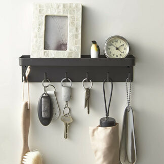 Wall Mounted Shelf with 6 Key Hooks Hallway Decorative