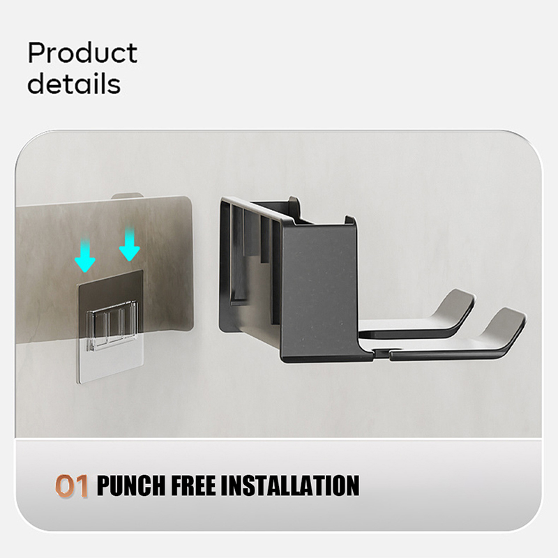 Wall Mounted Hair Dryer Holder Bathroom Shelf Multifunctional Storage - Image 4