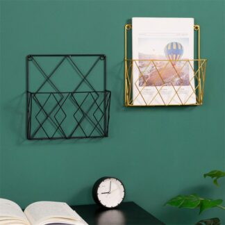 Gold Wall Mounted Storage Rack, NewspaperRemote Control Holder