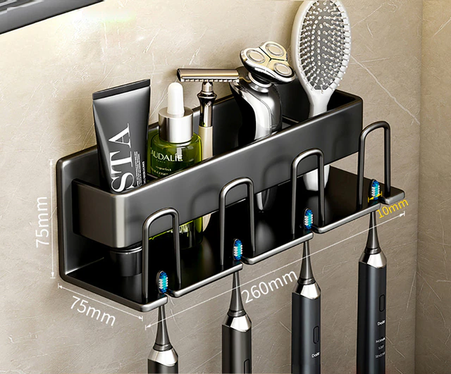 Aluminium Alloy Wall Mounted Toothbrush Holder - Image 3