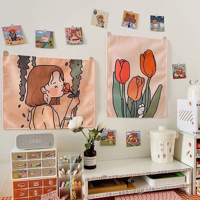 Kawaii Tulip Room Decor Tapestry - Image 3