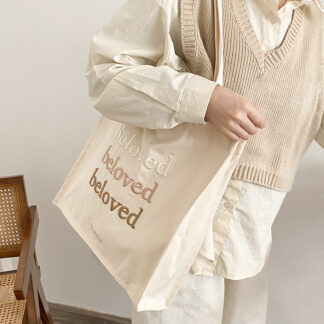 Beloved Embroidery Canvas Shoulder Bag