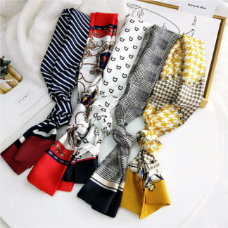 Women Fashionable Long Scarf Small Silk Female Hair Band
