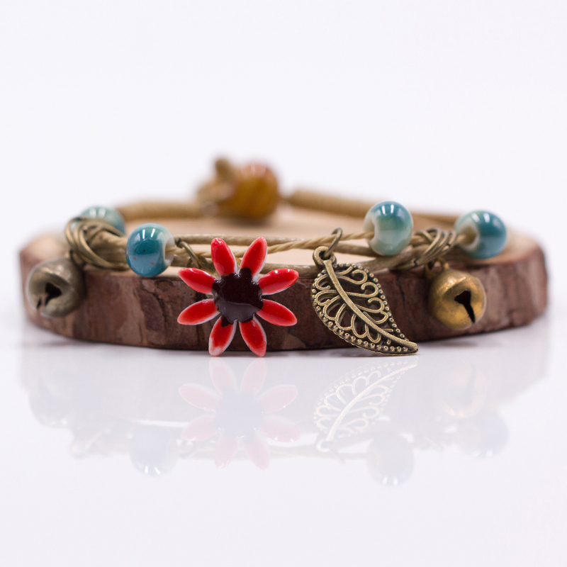 Women's Flower Leaf Ceramic Retro Bracelets - Image 2