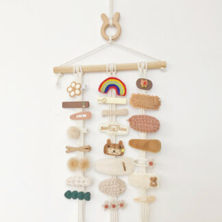 Wooden Cartoon Baby Hair Clips Organizer Wall-mountedStorage Rack for Room Decor
