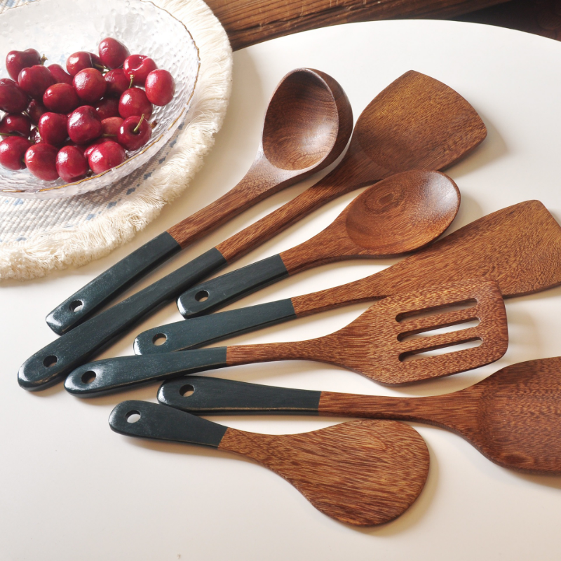 Natural Wooden Non-stick Cooking Utensils Set - Image 2